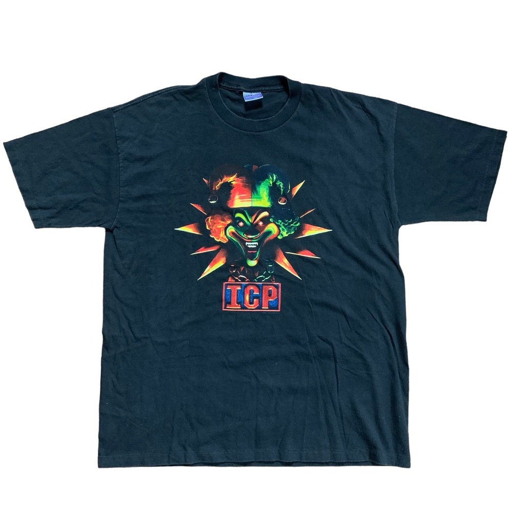 Vintage 90s ICP Insane Clown Posse Jester Double Sided Graphic Single Stitch Tee